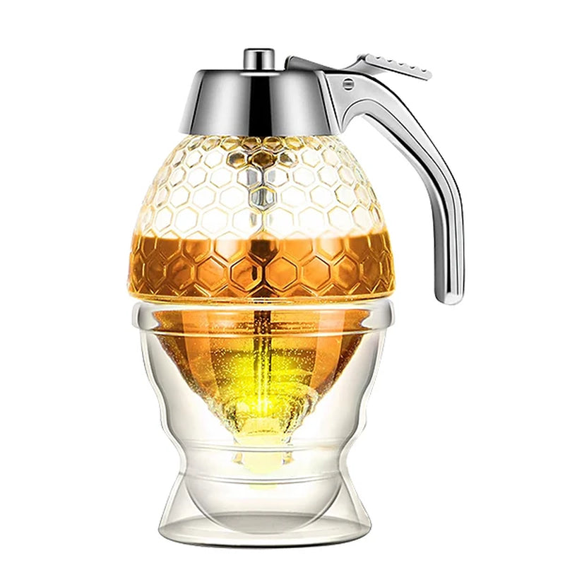 The Ultimate No Drip Acrylic Honey Pourer with Stand - Effortless Dispenser for Honey, Juice & Syrup!