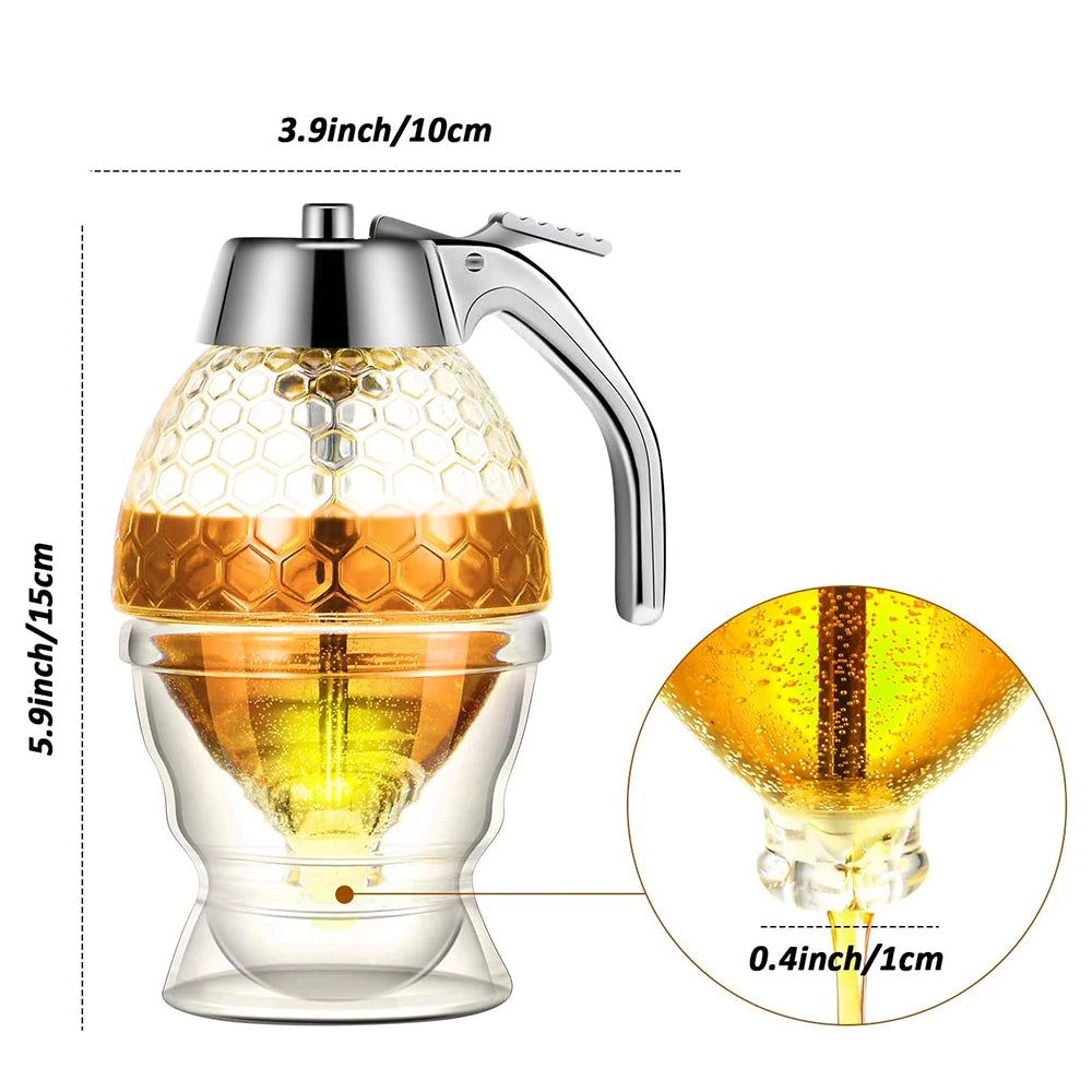 The Ultimate No Drip Acrylic Honey Pourer with Stand - Effortless Dispenser for Honey, Juice & Syrup!