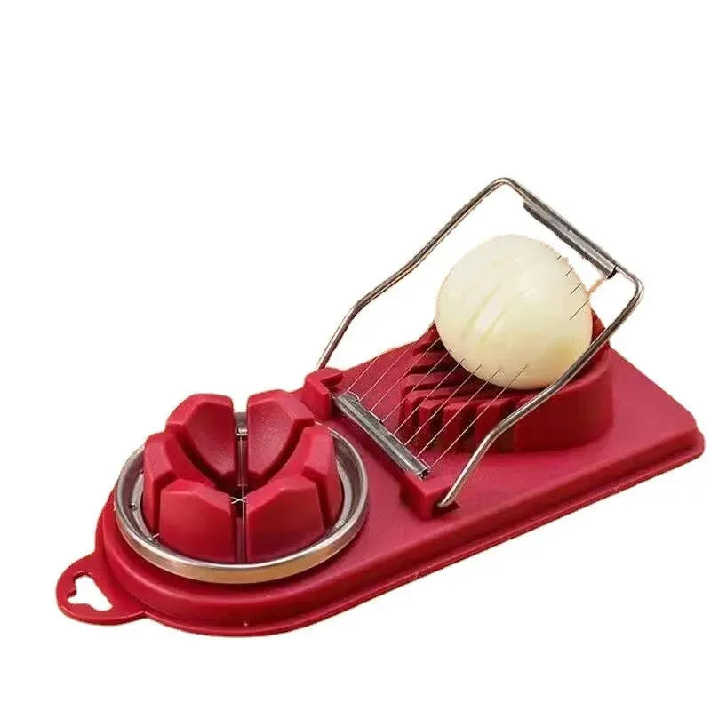 Stainless Steel Multifunctional Egg Slicer and Cutter - 2-in-1 Kitchen Gadget for Home Use