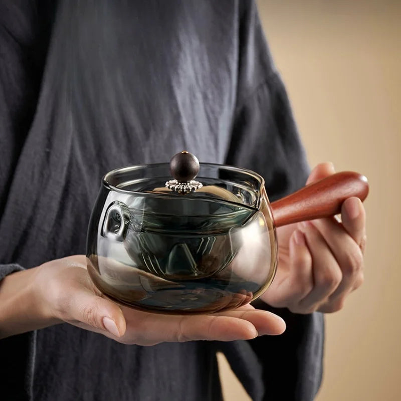 Experience the Art of Tea with Our Elegant Rotating Glass Teapot – Perfect for Kung Fu Brewing and Visual Tea Performances!