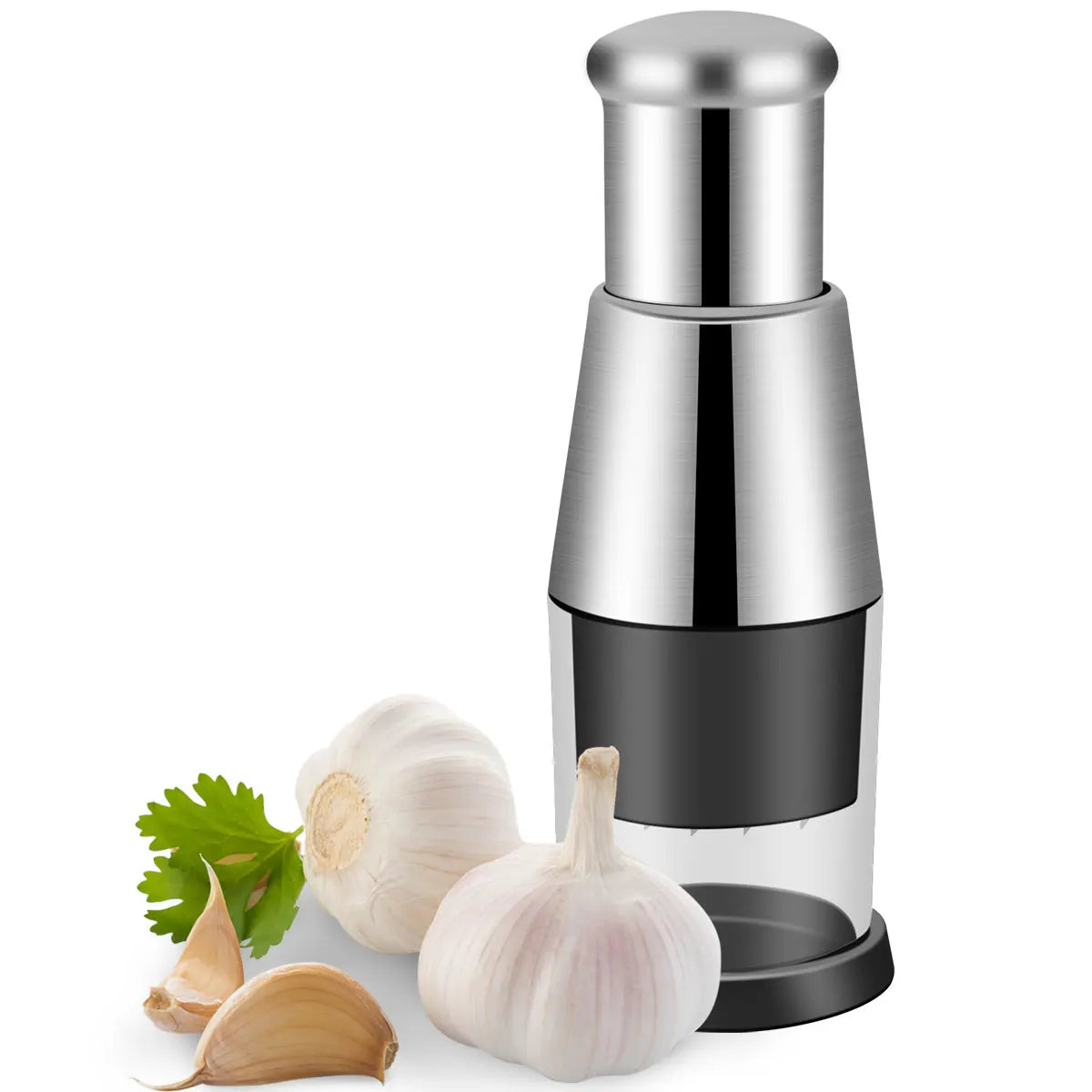 Efficient Stainless Steel Garlic Chopper - Manual Masher for Effortless Kitchen Preparation