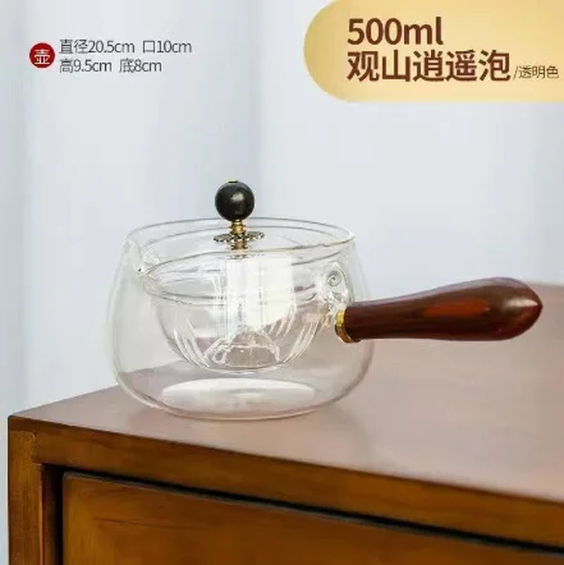 Experience the Art of Tea with Our Elegant Rotating Glass Teapot – Perfect for Kung Fu Brewing and Visual Tea Performances!