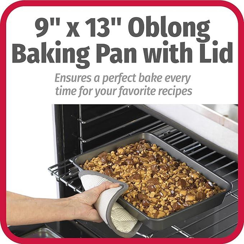 GoodCook 9"x13" Nonstick Cake Pan with Metal Lid - Perfect for Baking, Storing, and Serving Your Favorite Dishes!