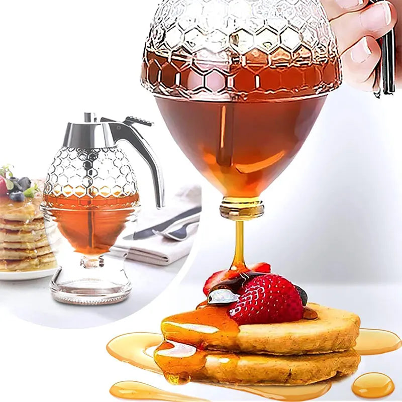 The Ultimate No Drip Acrylic Honey Pourer with Stand - Effortless Dispenser for Honey, Juice & Syrup!