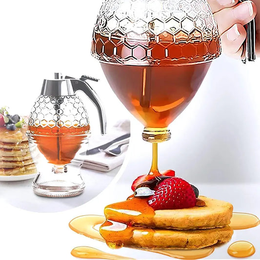 The Ultimate No Drip Acrylic Honey Pourer with Stand - Effortless Dispenser for Honey, Juice & Syrup!
