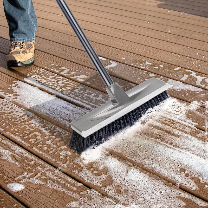 Revolutionary 2-in-1 Rotating Floor Scrubber and Squeegee with Extended Handle – Perfect for Grout, Tile, and Outdoor Surfaces