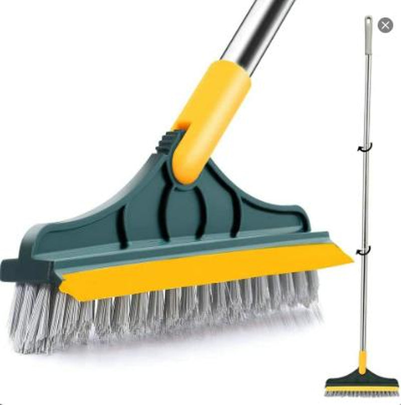 Revolutionary 2-in-1 Rotating Floor Scrubber and Squeegee with Extended Handle – Perfect for Grout, Tile, and Outdoor Surfaces