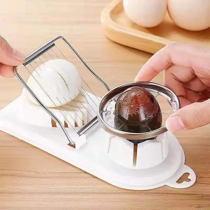 Stainless Steel Multifunctional Egg Slicer and Cutter - 2-in-1 Kitchen Gadget for Home Use