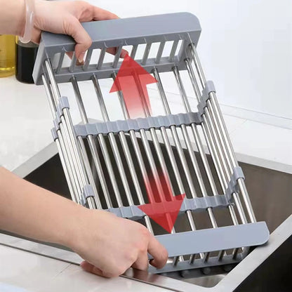Revolutionize Your Kitchen with the Adjustable Stainless Steel Sink Drain Rack – Ideal for Effortless Drying of Fruits, Vegetables, and Dishes!