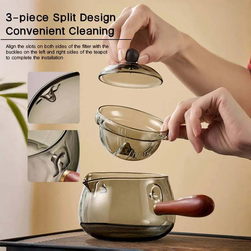 Experience the Art of Tea with Our Elegant Rotating Glass Teapot – Perfect for Kung Fu Brewing and Visual Tea Performances!