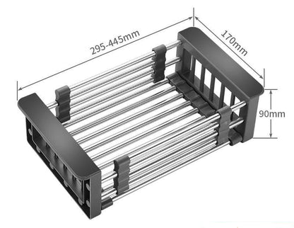 Revolutionize Your Kitchen with the Adjustable Stainless Steel Sink Drain Rack – Ideal for Effortless Drying of Fruits, Vegetables, and Dishes!