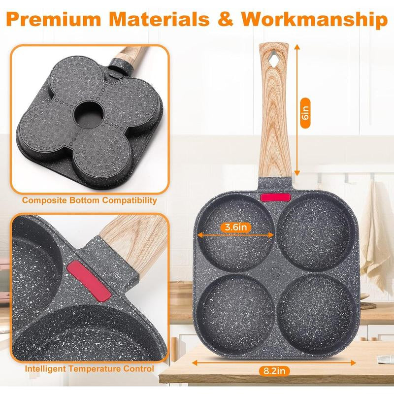 Transform Your Breakfast with the Nonstick 4-Cup Omelette & Pancake Pan – The Ultimate Healthy Aluminum Skillet for Quick & Delicious Meals!