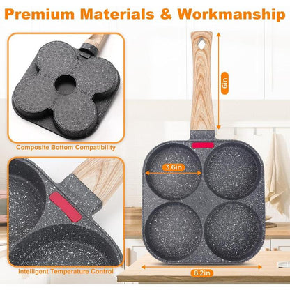 Transform Your Breakfast with the Nonstick 4-Cup Omelette & Pancake Pan – The Ultimate Healthy Aluminum Skillet for Quick & Delicious Meals!