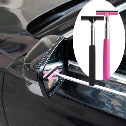98Cm Car Rearview Mirror Wiper Stainless Steel Telescopic Retractable Layered Brush Head Auto Mirror Wash Cleaning Brush Wiper