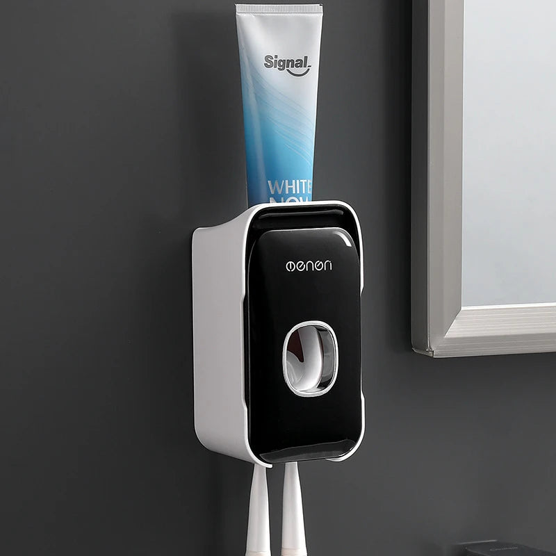 Effortless Automatic Toothpaste Dispenser: The Ultimate Wall-Mounted Bathroom Organizer with Toothbrush Holder for a Cleaner, Clutter-Free Routine