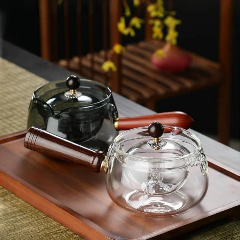 Experience the Art of Tea with Our Elegant Rotating Glass Teapot – Perfect for Kung Fu Brewing and Visual Tea Performances!
