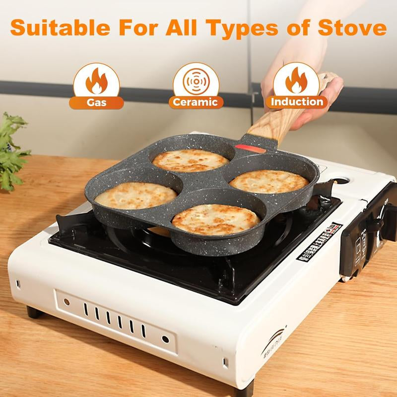 Transform Your Breakfast with the Nonstick 4-Cup Omelette & Pancake Pan – The Ultimate Healthy Aluminum Skillet for Quick & Delicious Meals!