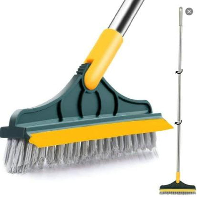 Revolutionary 2-in-1 Rotating Floor Scrubber and Squeegee with Extended Handle – Perfect for Grout, Tile, and Outdoor Surfaces
